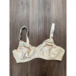 Lilyette Vintage 548 Underwire Lace Trim Full Coverage Bra Beige 36B